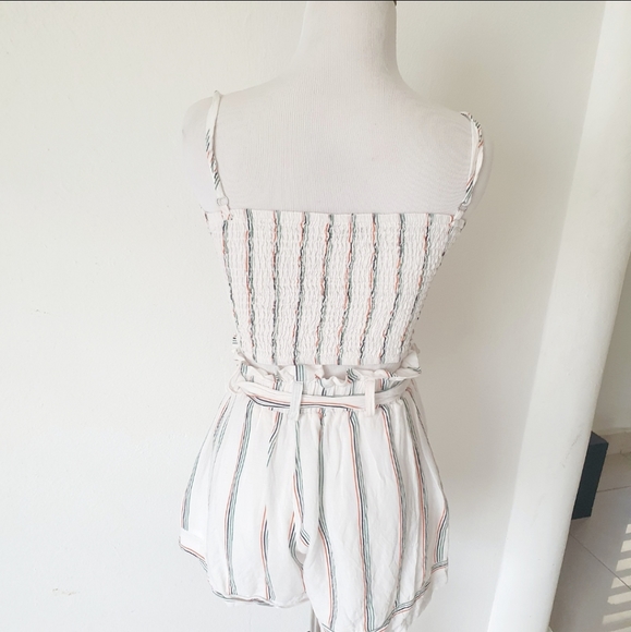White Multi Stripes Top & Paper Bag Shorts Set - Picture 6 of 15